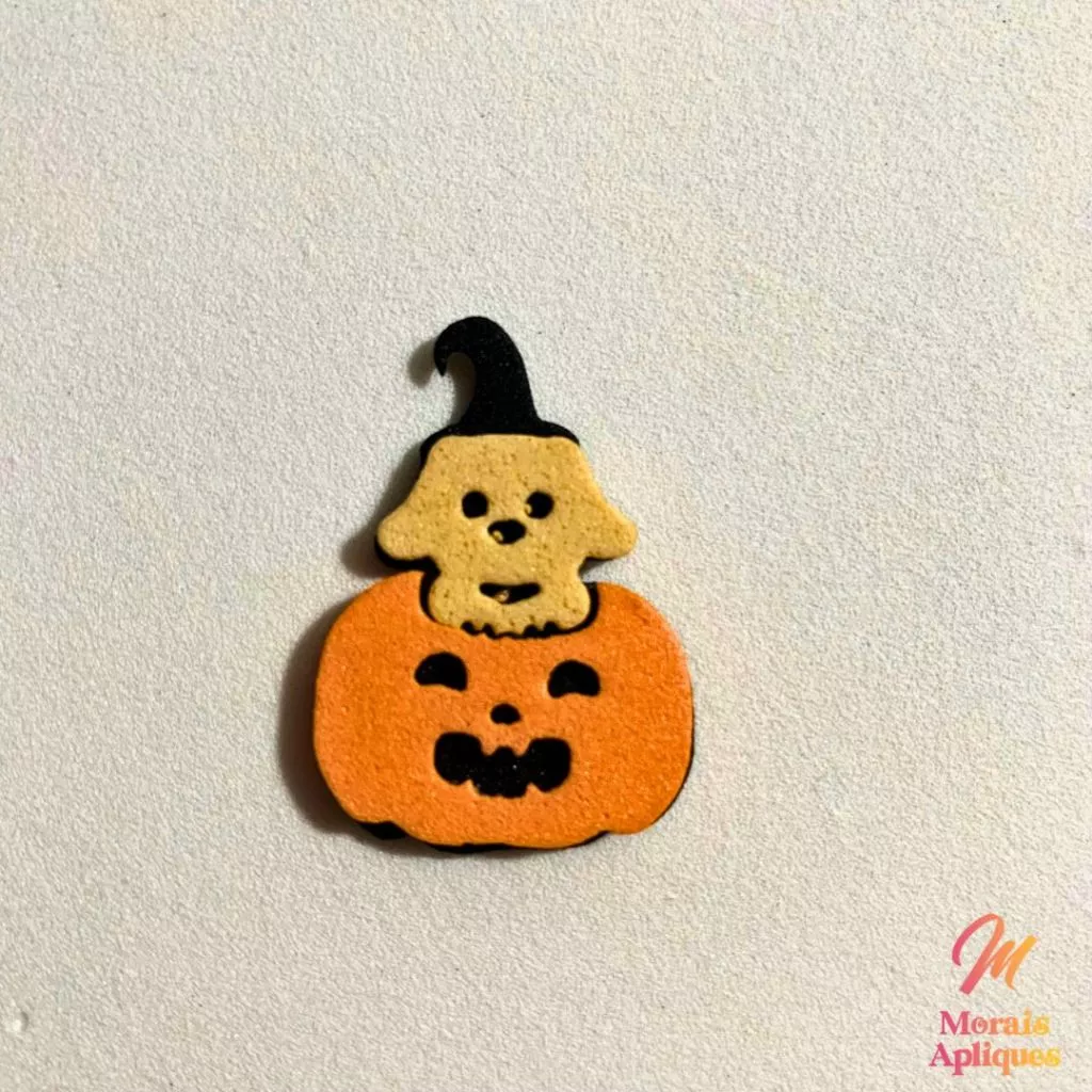 10 apliques em e.v.a para laço pet halloween CACHORRO C/ ABÓBORA - Imagem 2