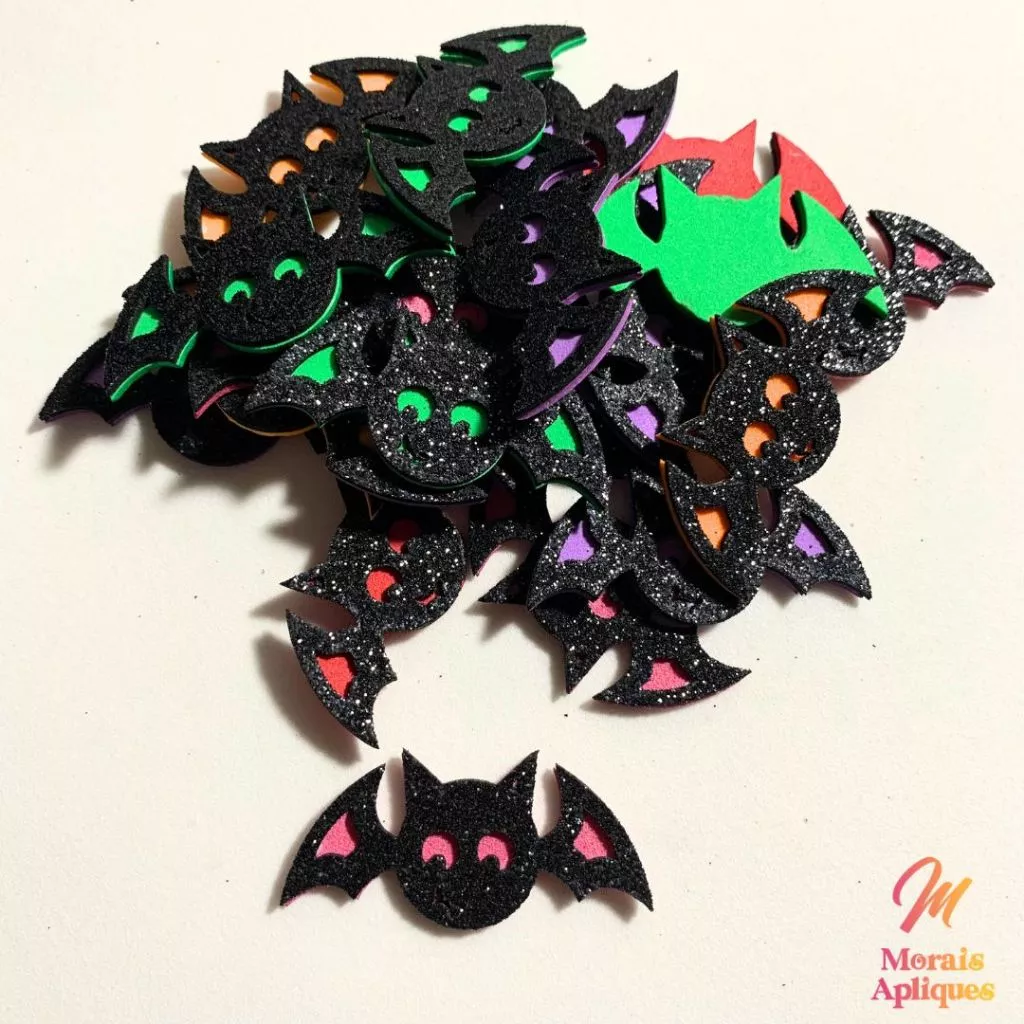 10 apliques em e.v.a para laço pet halloween MORCEGO