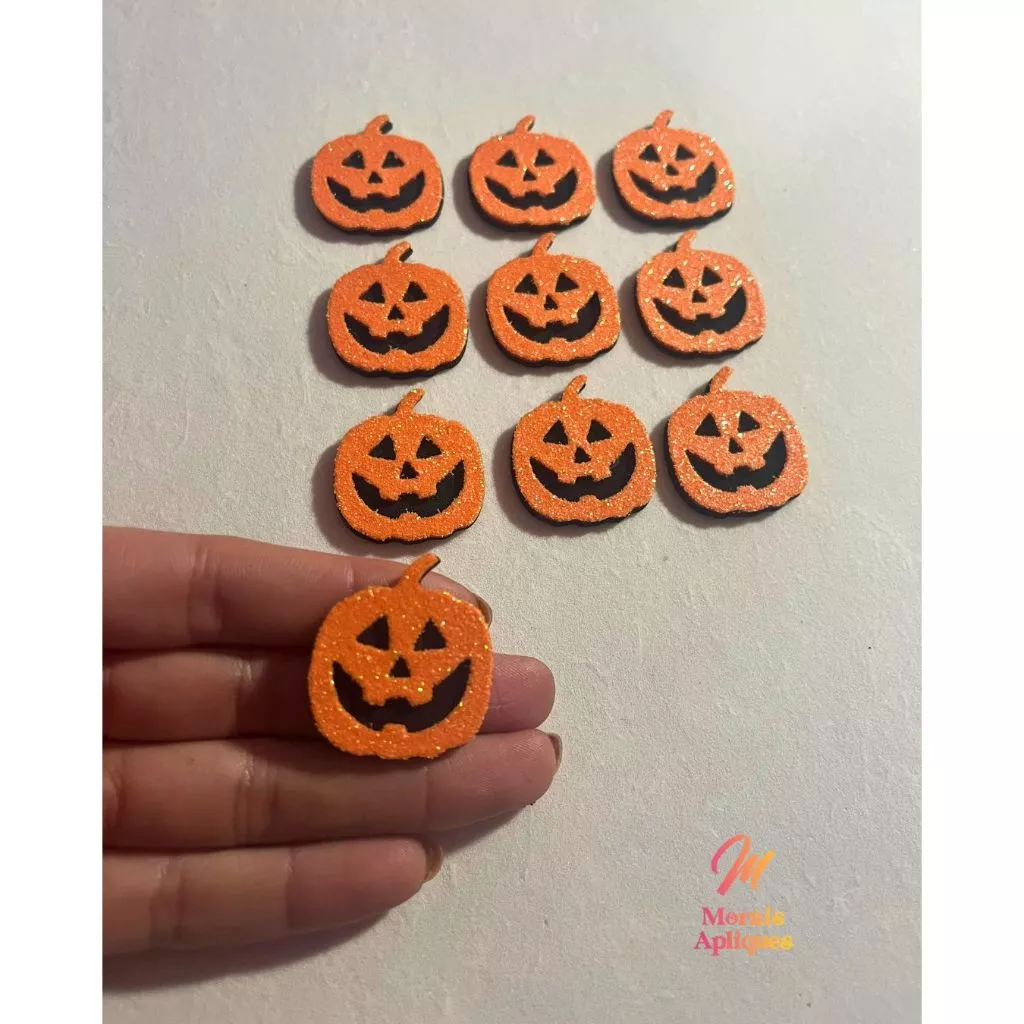10 apliques em e.v.a para laço pet halloween ABÓBORA - Imagem 2