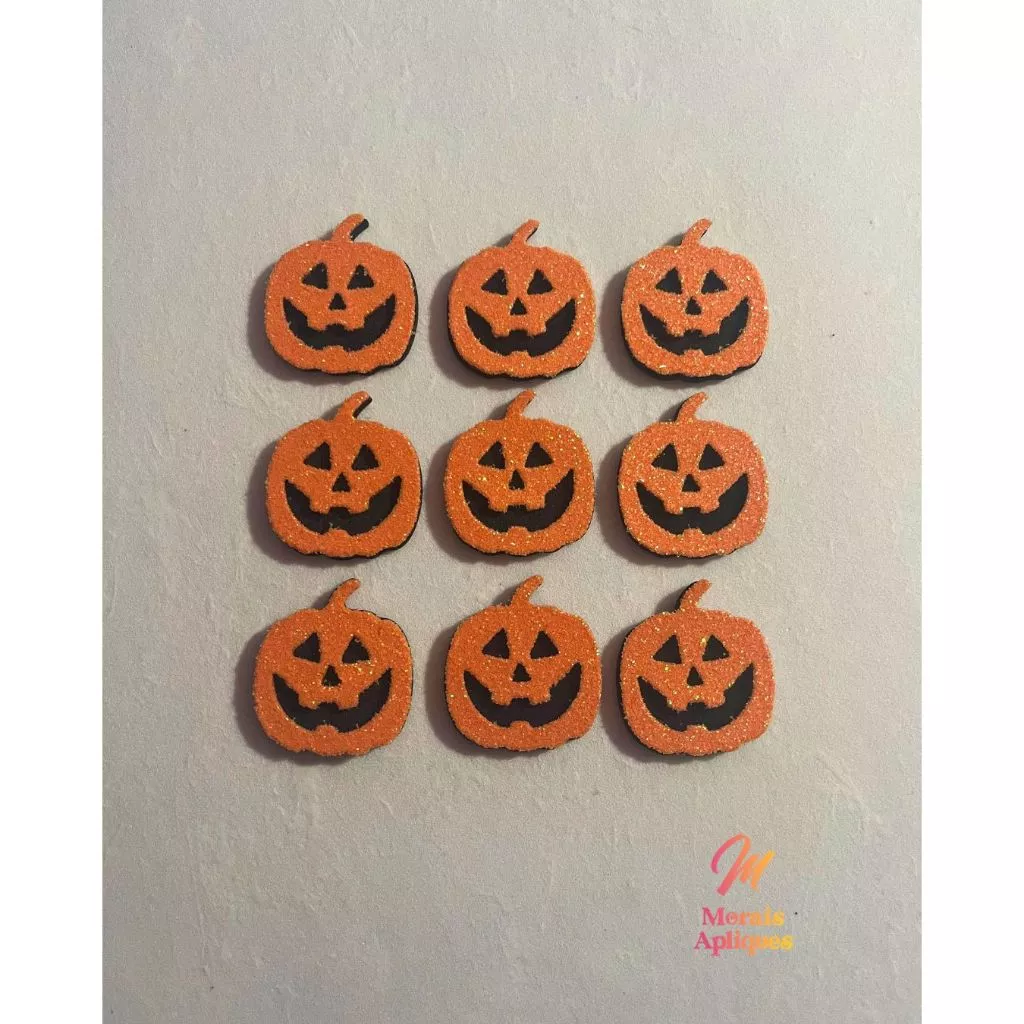 10 apliques em e.v.a para laço pet halloween ABÓBORA