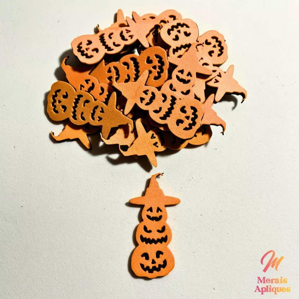 10 apliques em e.v.a para laço pet halloween ABÓBORA TRIO