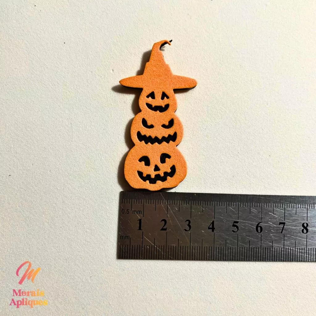 10 apliques em e.v.a para laço pet halloween ABÓBORA TRIO - Imagem 2