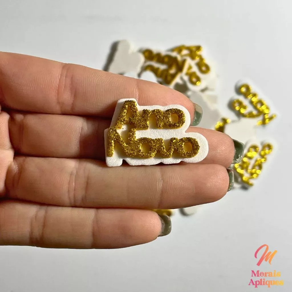 10 apliques em e.v.a para laço pet ANO NOVO - Imagem 2