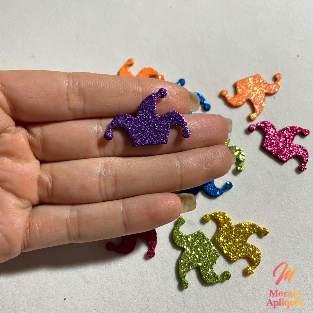 50 Apliques em e.v.a para laços pet carnaval CHAPÉU BOBO DA CORTE misto - Imagem 2