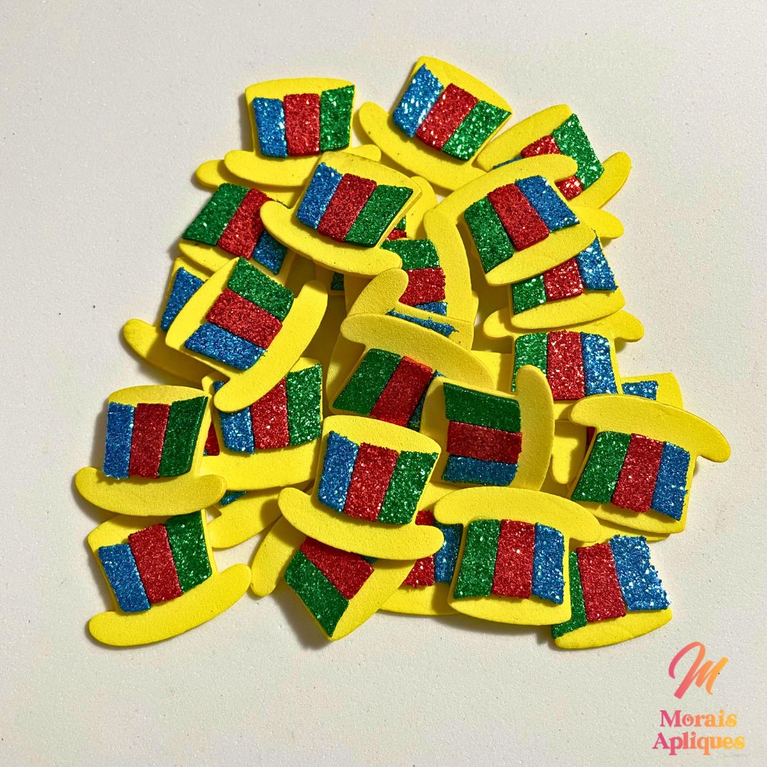 50 Apliques em e.v.a para laços pet carnaval CARTOLA COLORIDA - Imagem 4
