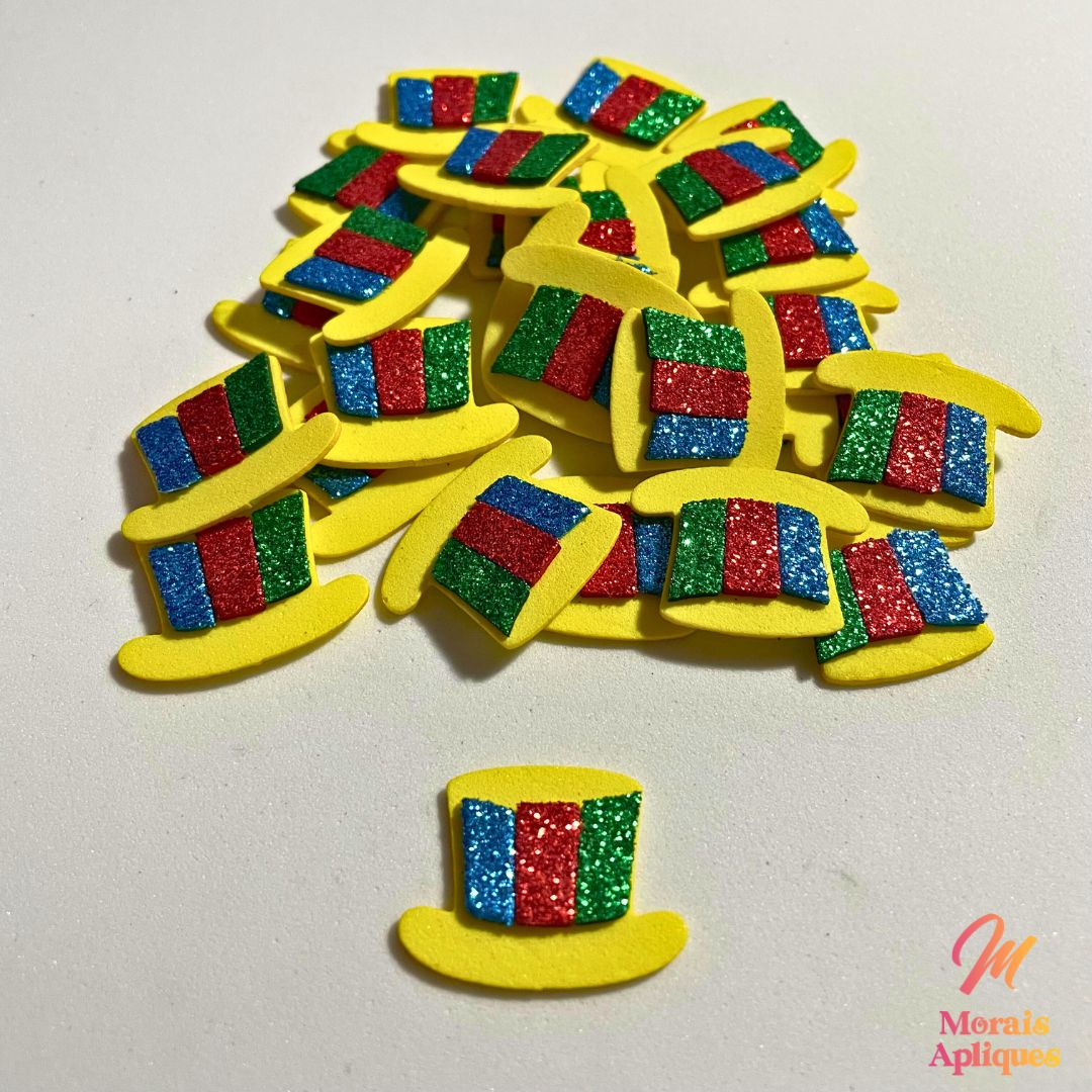 50 Apliques em e.v.a para laços pet carnaval CARTOLA COLORIDA - Imagem 5