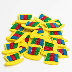 50 Apliques em e.v.a para laços pet carnaval CARTOLA COLORIDA